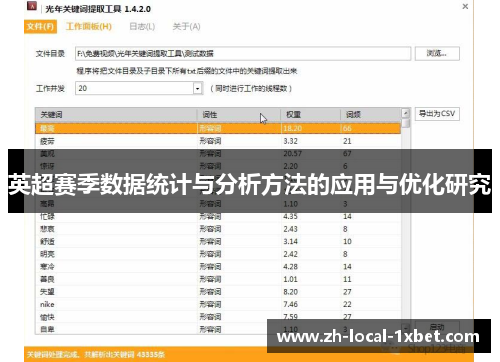 英超赛季数据统计与分析方法的应用与优化研究